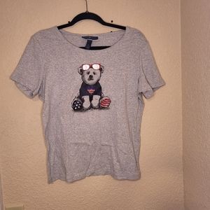 Karen Scott Red White & Blue Studded Bear Tee Created for Macy's Size P Large